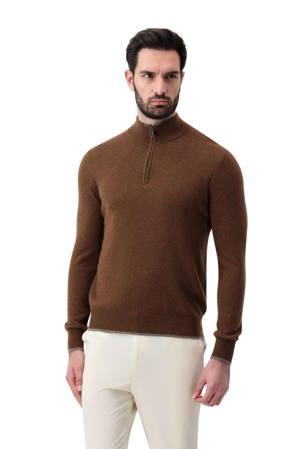 Cashmere half zip sweater mocha
 vapor