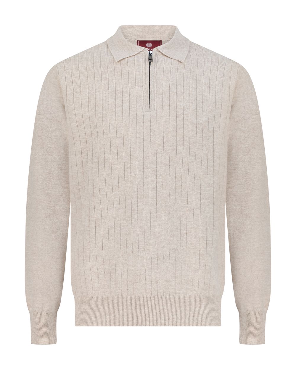 بلوفر صوف ميرينو بنص سحاب - بيج