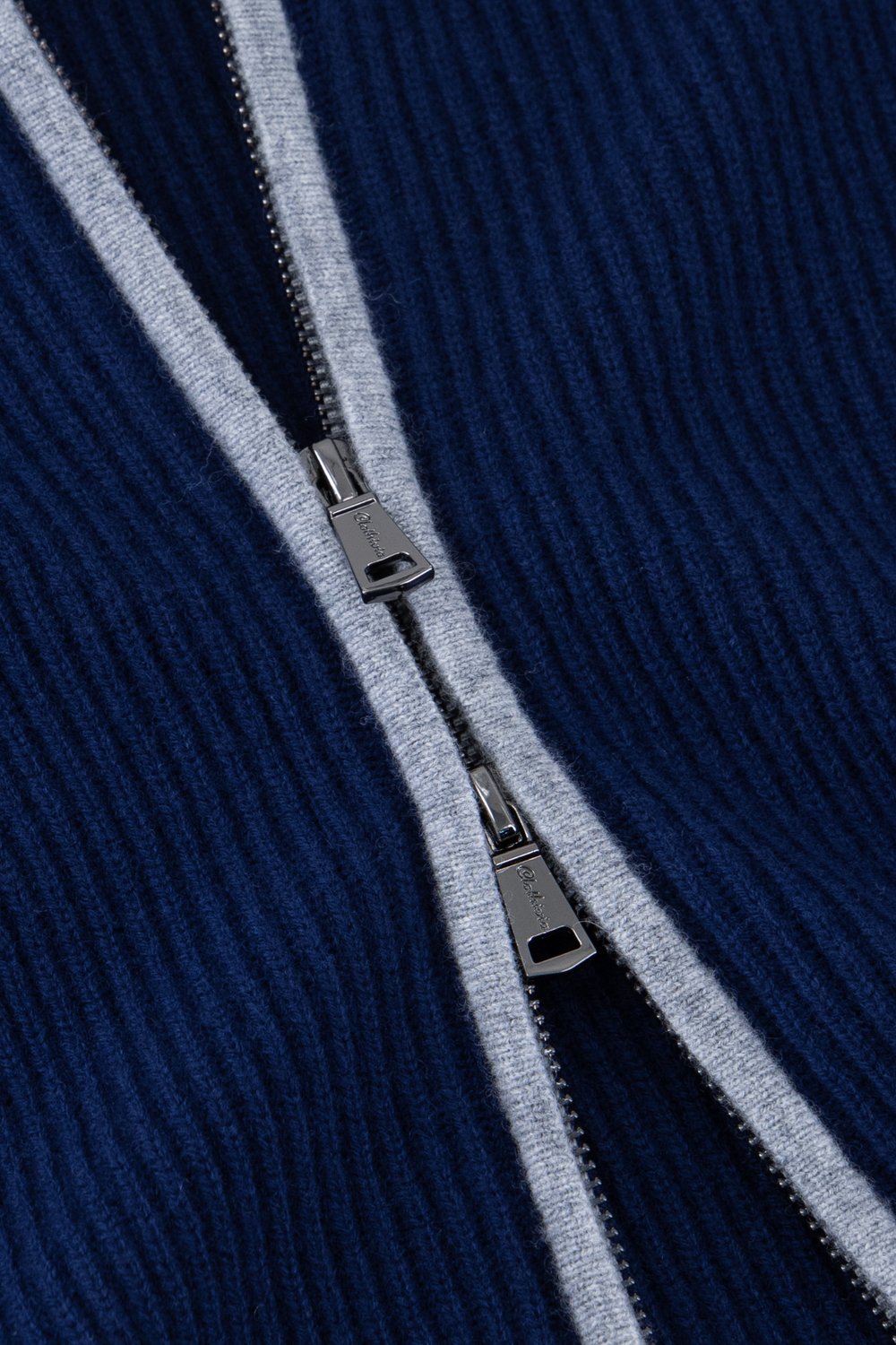 Full zip rib  merino wool sweater bay 
 smoke