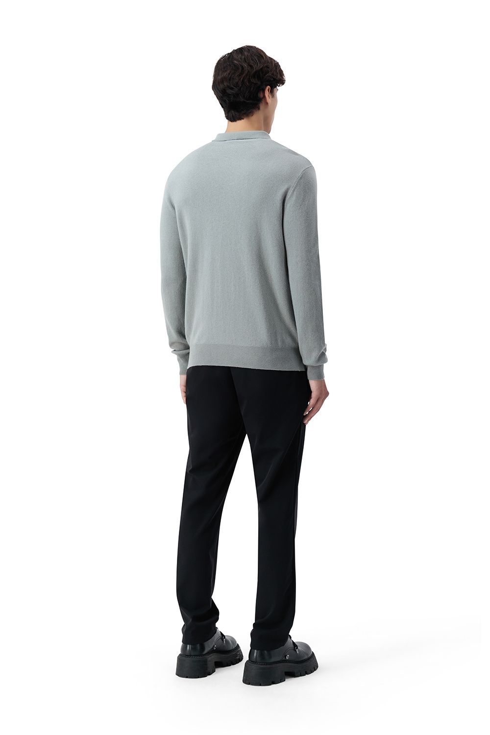 Half zip rib merino wool sweater grey sage