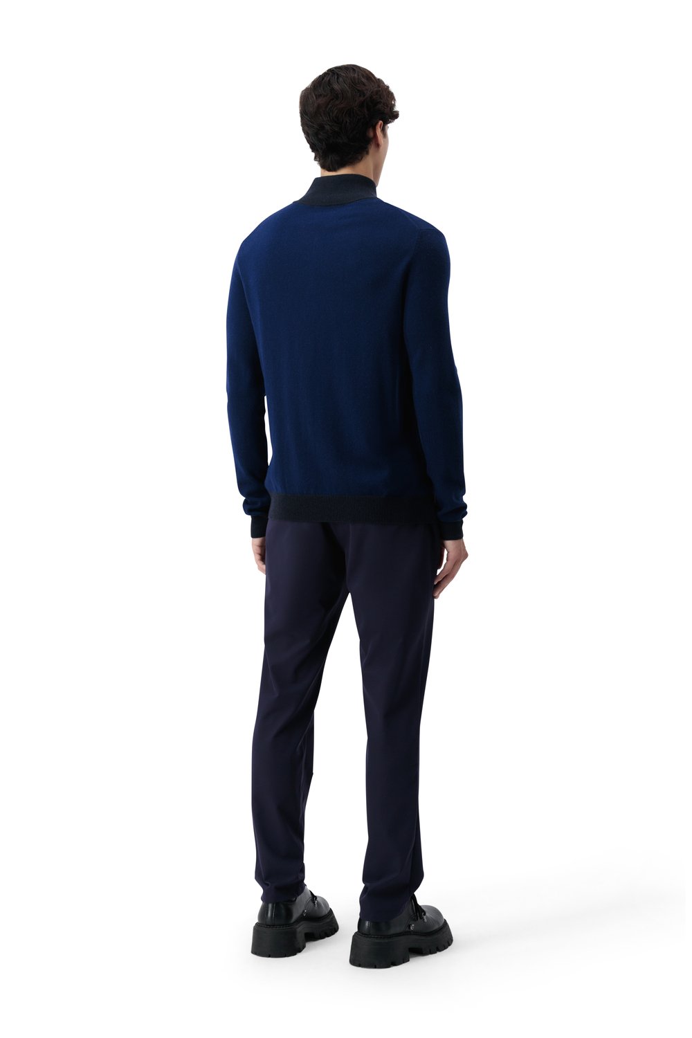 Half zip merino wool sweater bay 
 dark ink