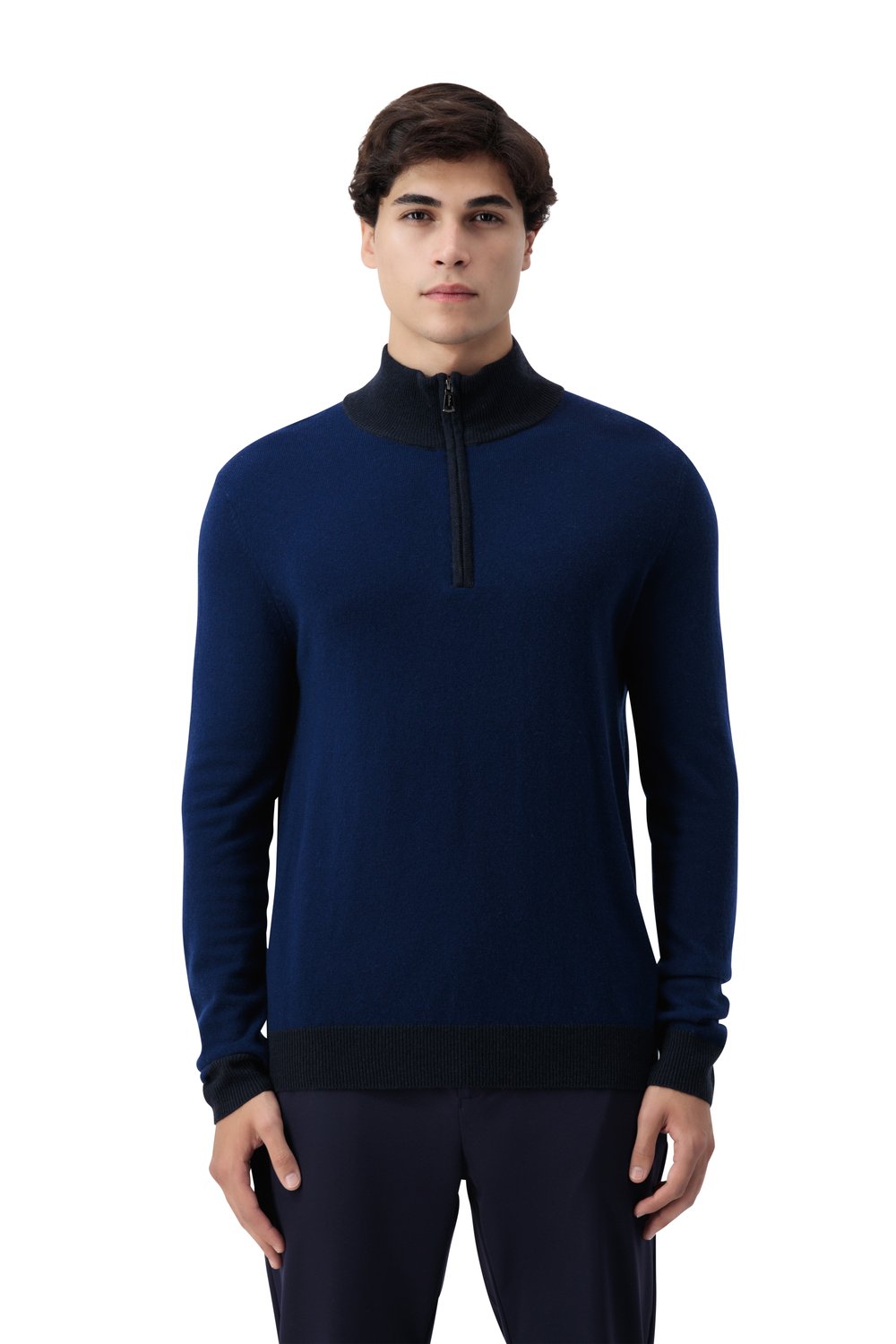Half zip merino wool sweater bay 
 dark ink