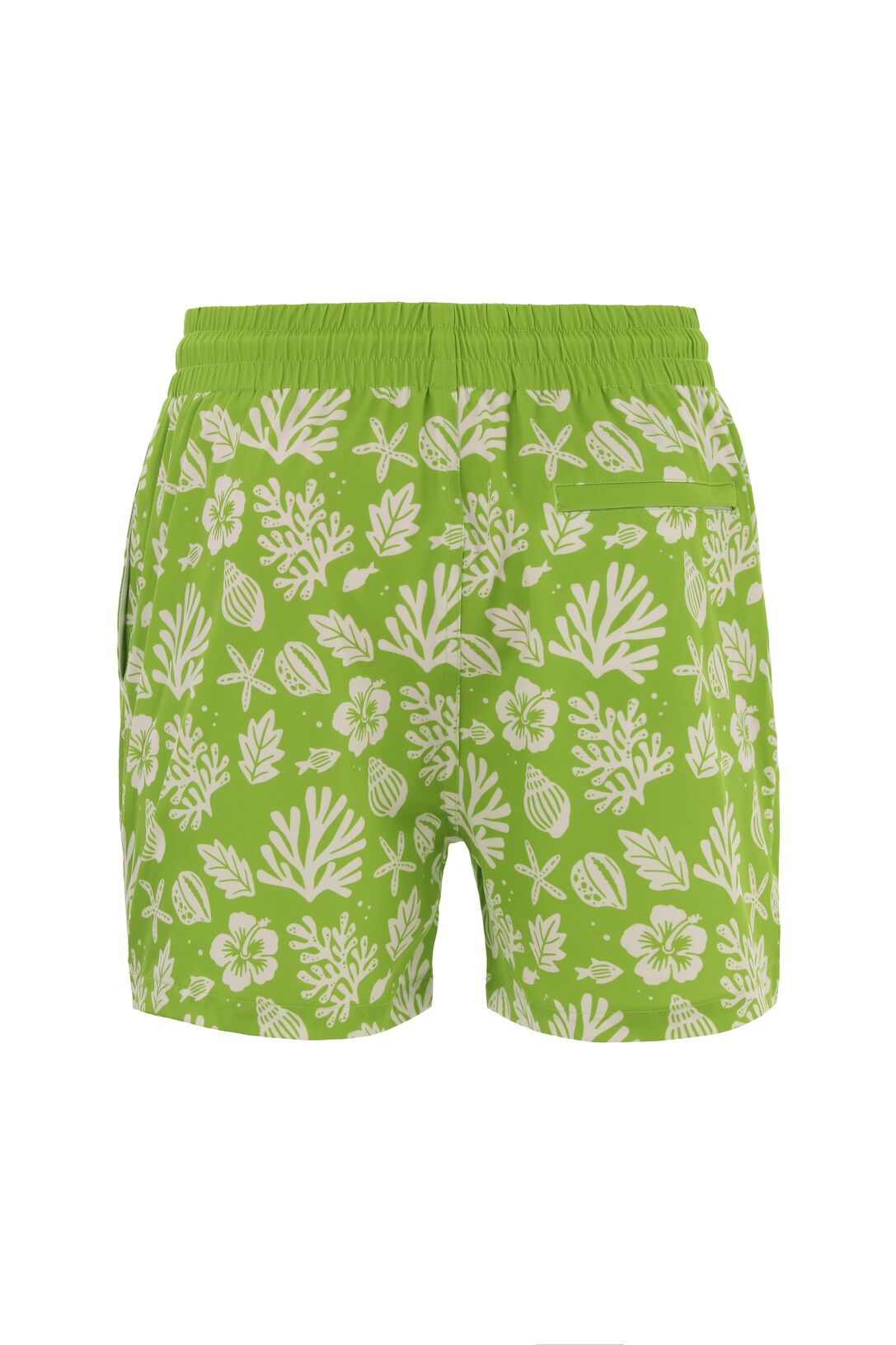 شورت سباحة أوراق البحر - أخضر × قميص لنين بأكمام قصيرة - أبيض — لوك كامل