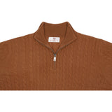 Cashmere Quarter Zip-Brown