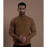 Cashmere Quarter Zip-Brown