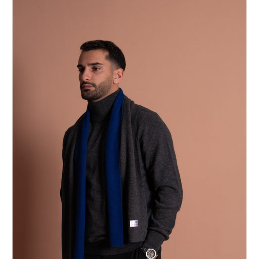 Cashmere Scarf-Navy/Charcoal