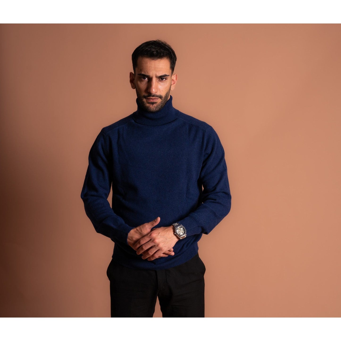 Cashmere High Neck-Navy