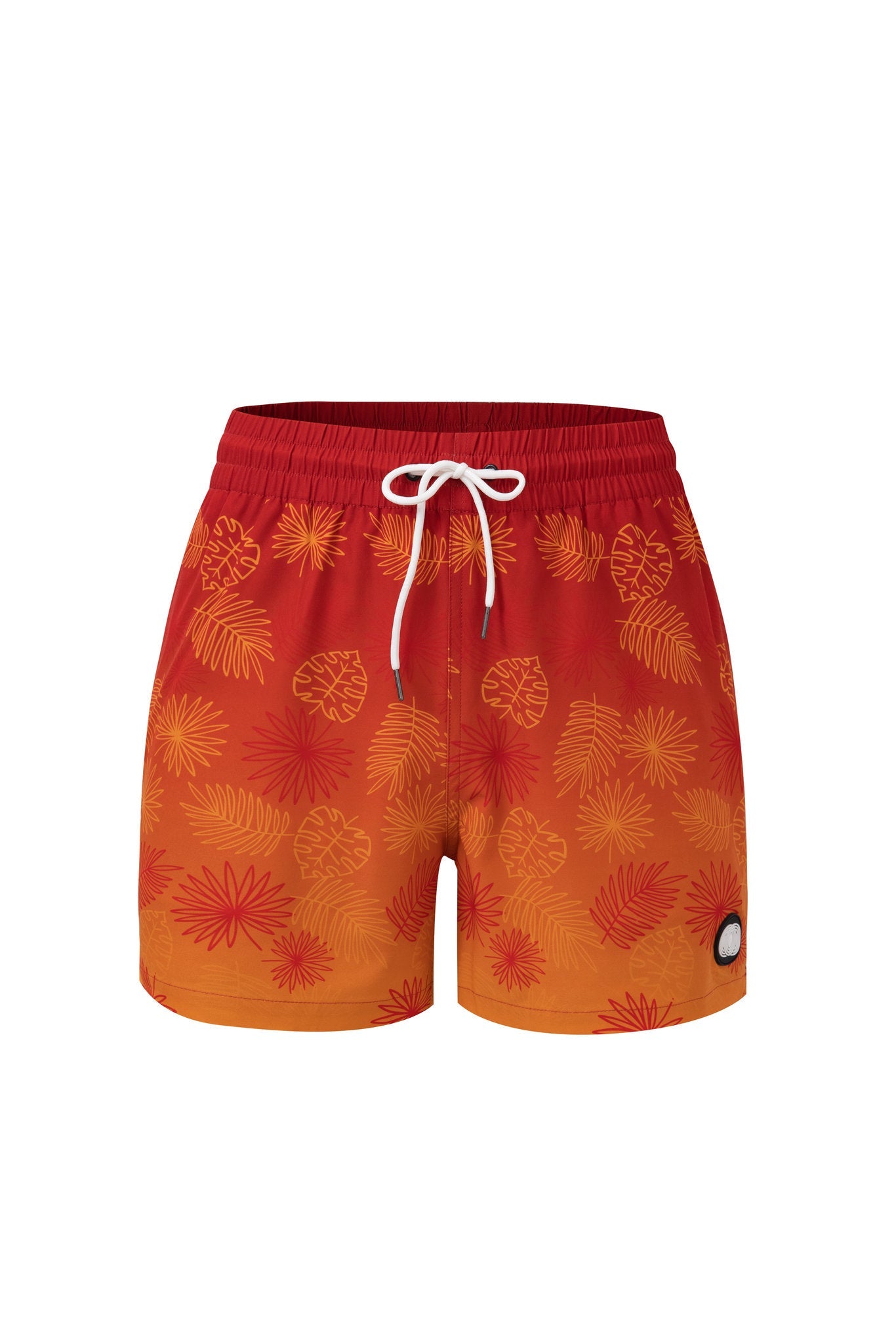 Tropical Swim Short -Orange-Red × Towel Hoodie-Baby-Blue — Combo Look