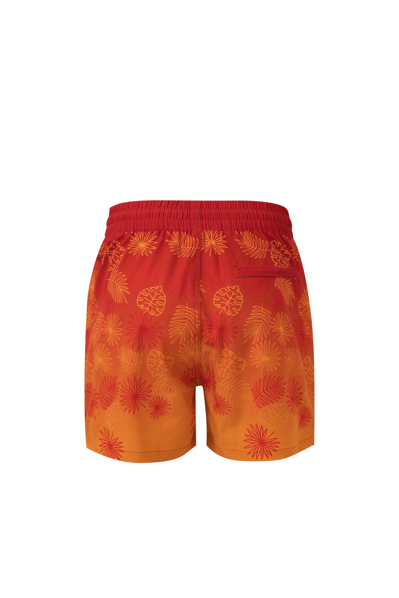 Tropical Swim Short -Orange-Red × Towel Hoodie-Baby-Blue — Combo Look