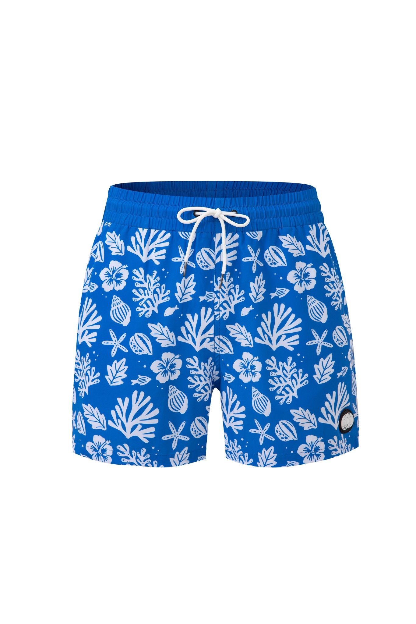 Sea Leaves Swim Short -Blue × Towel Hoodie-Baby-Blue — Combo Look