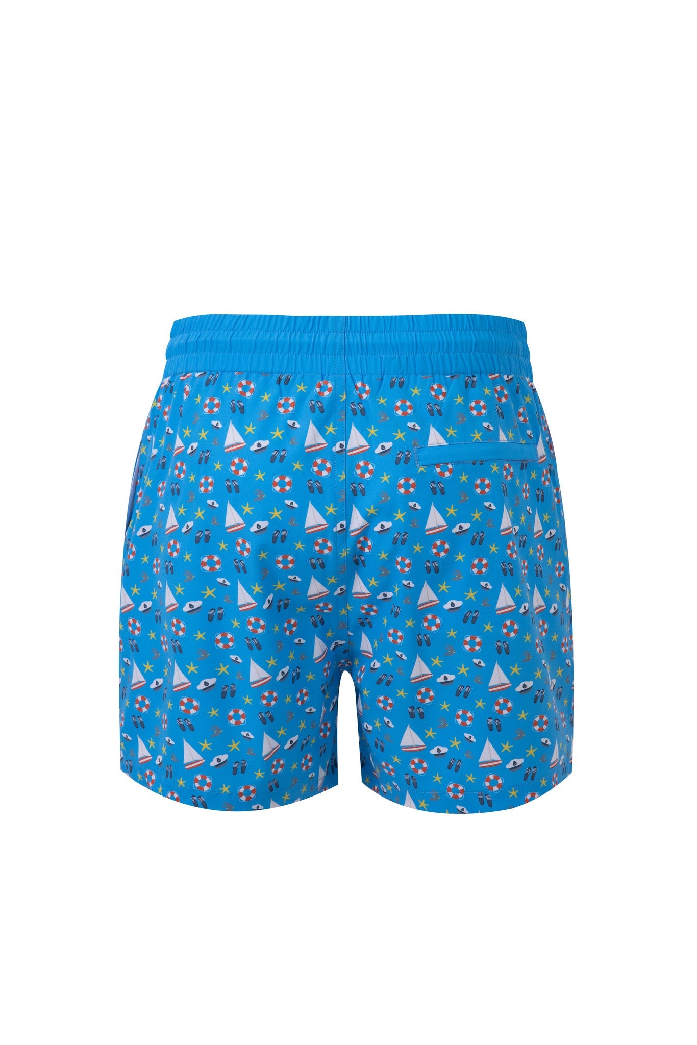 Nautical Swim Shorts -Blue × Towel Hoodie-Beige — Combo Look