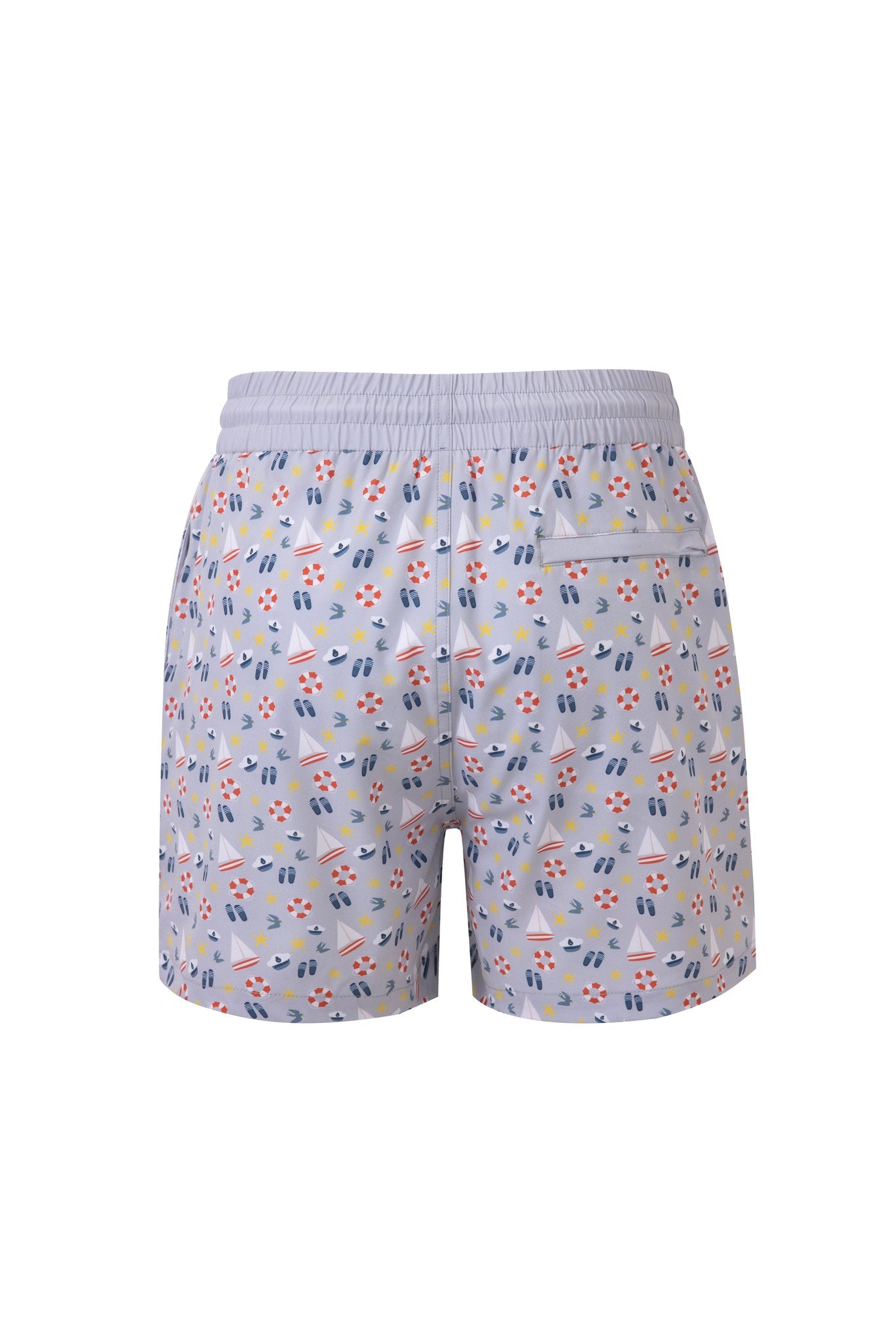 Nautical Swim Shorts -Gray × Linen Long Sleeves-Pink — Combo Look