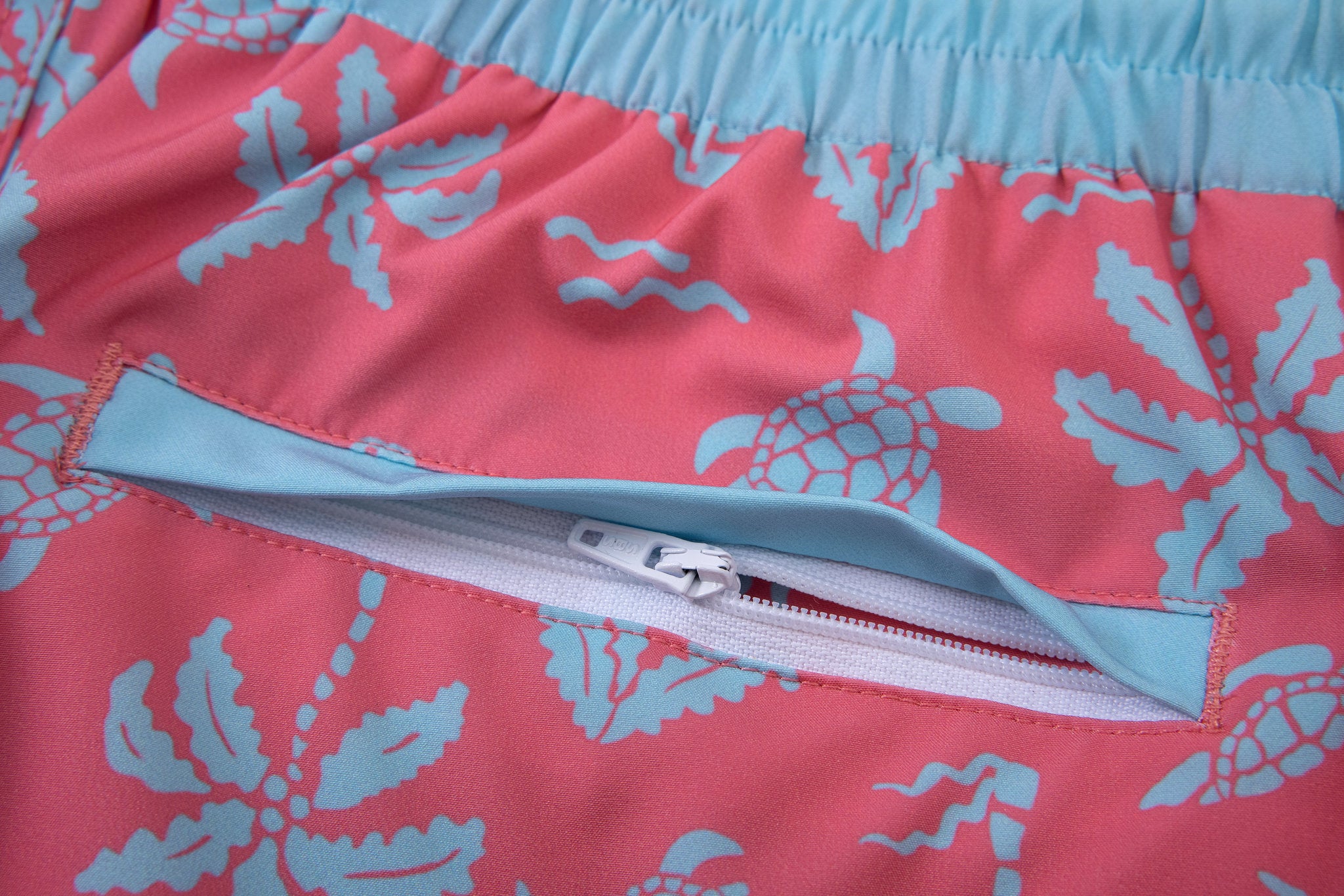Aqua Palms Swim Shorts -Blue/Pink