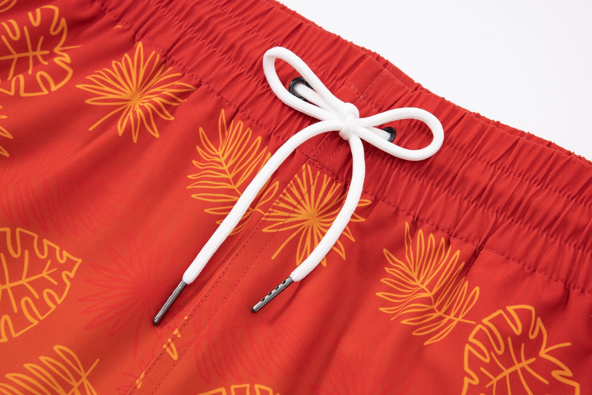 Tropical Swim Short -Orange-Red × Towel Hoodie-Baby-Blue — Combo Look