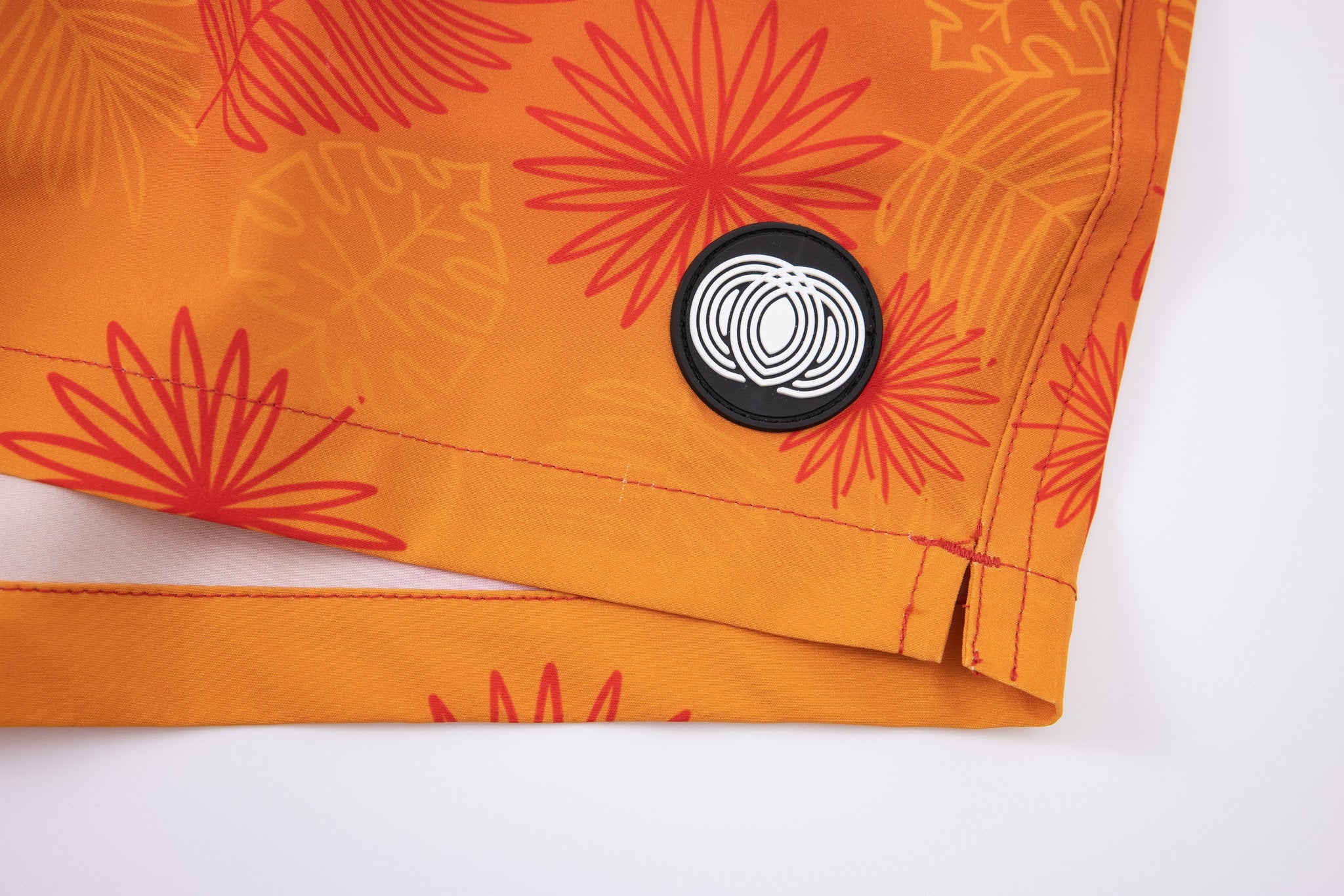 Tropical Swim Short -Orange-Red × Towel Hoodie-Baby-Blue — Combo Look