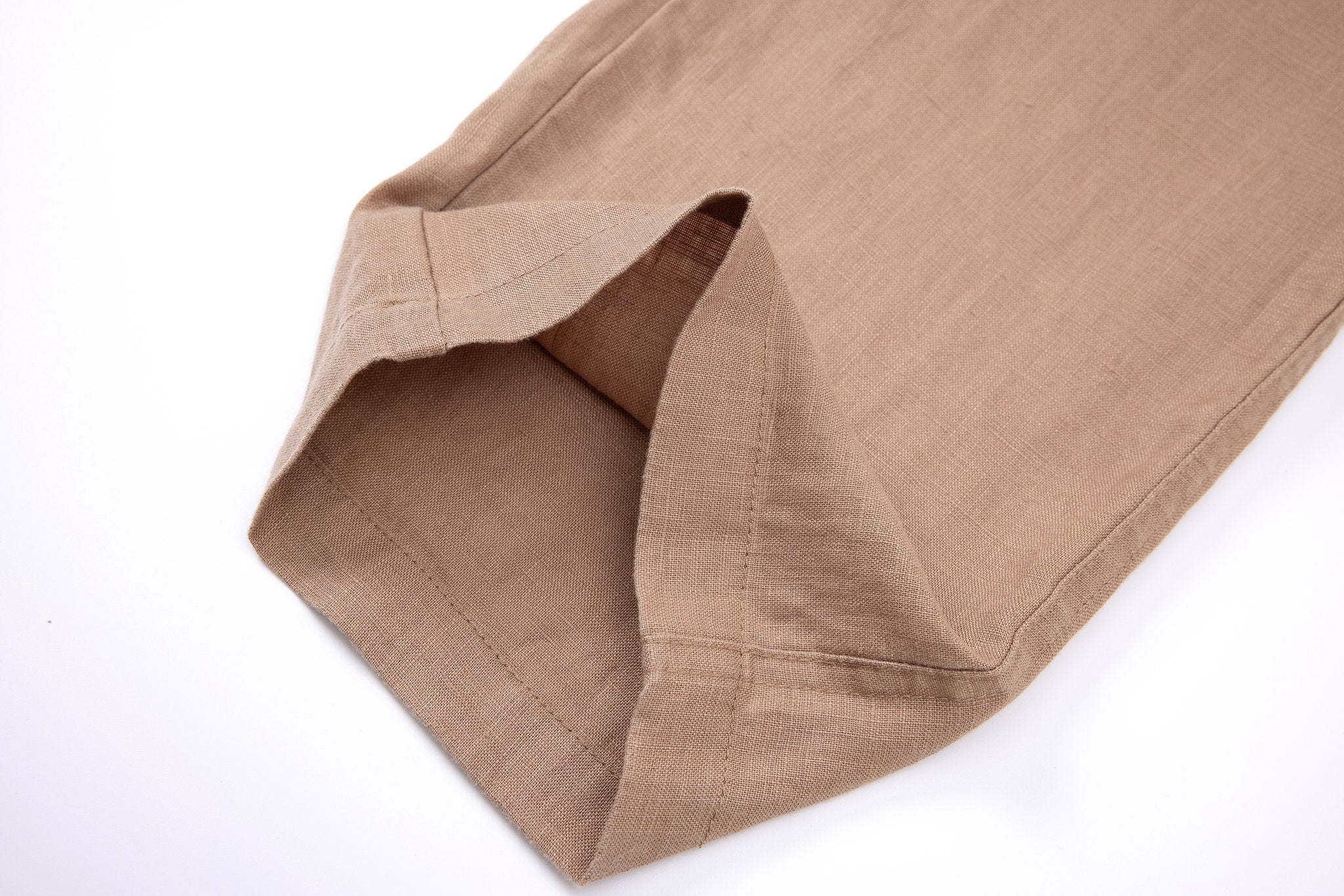 Linen Pants-Brown × Towel Polo-White — Combo Look