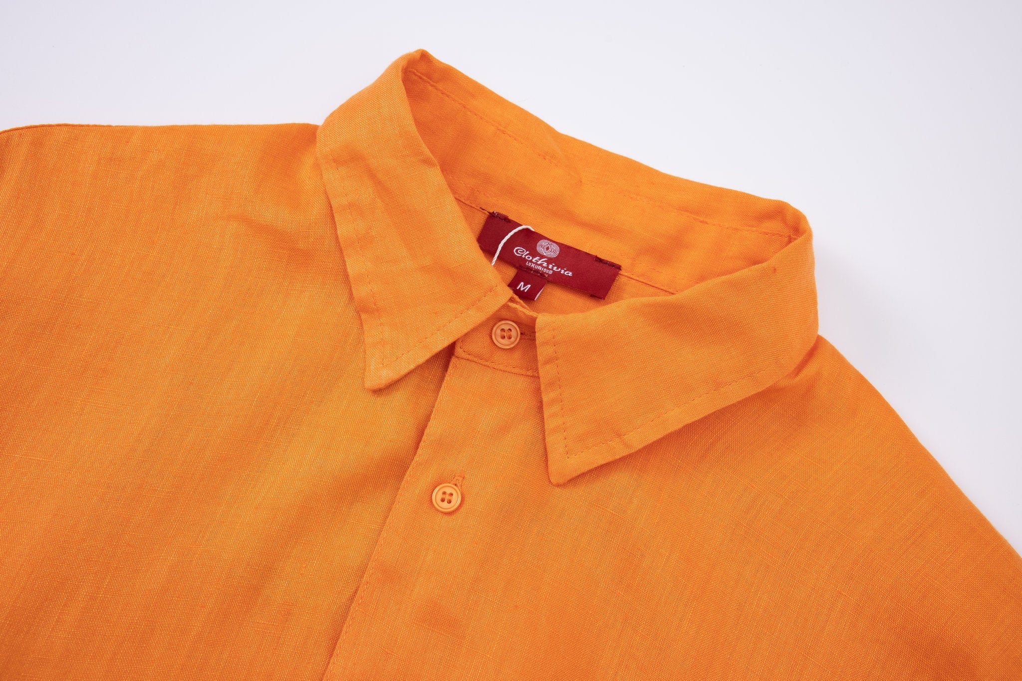 linen short sleeves -Orange × Linen Pants-Ivory — Combo Look
