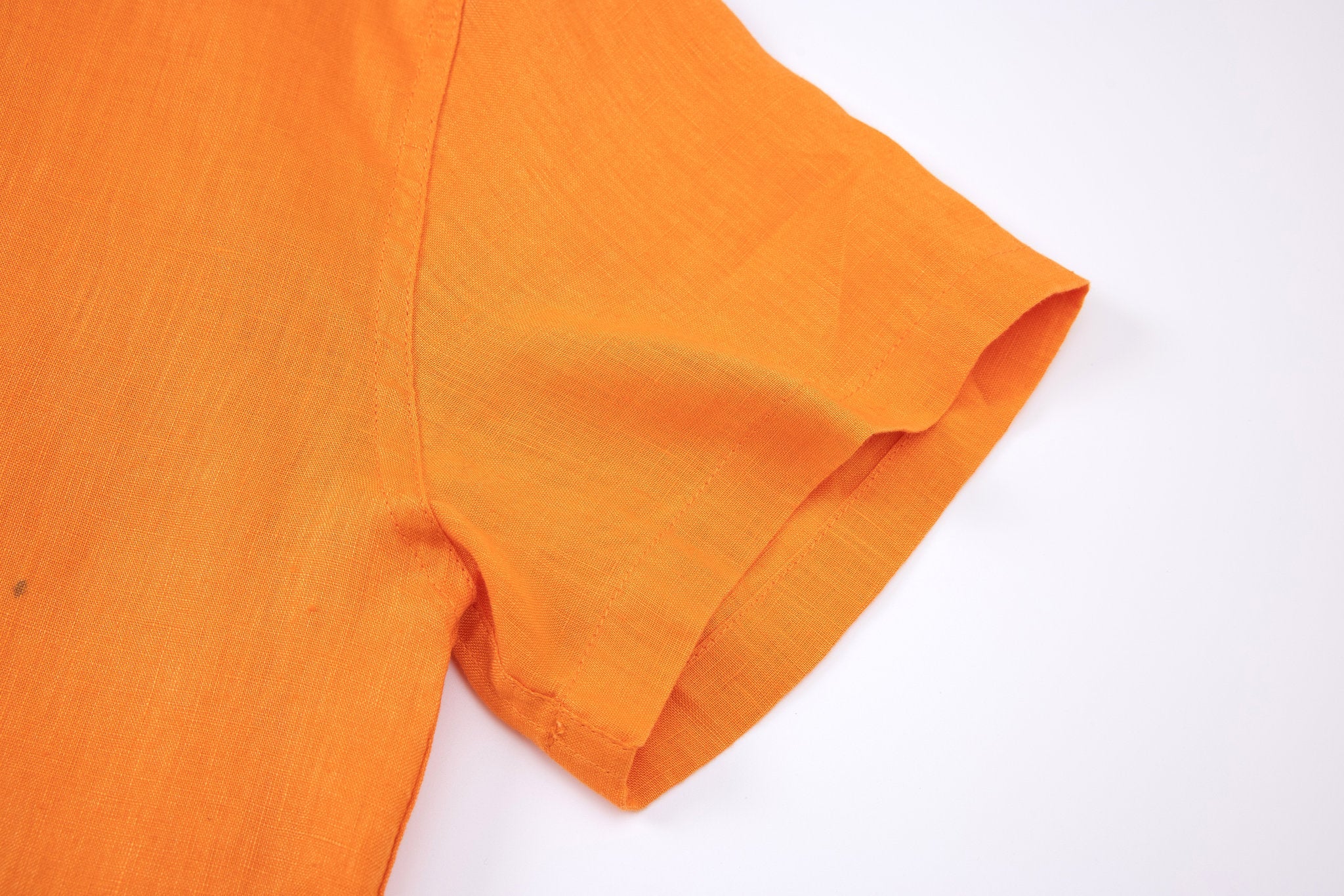 linen short sleeves -Orange × Linen Pants-Ivory — Combo Look