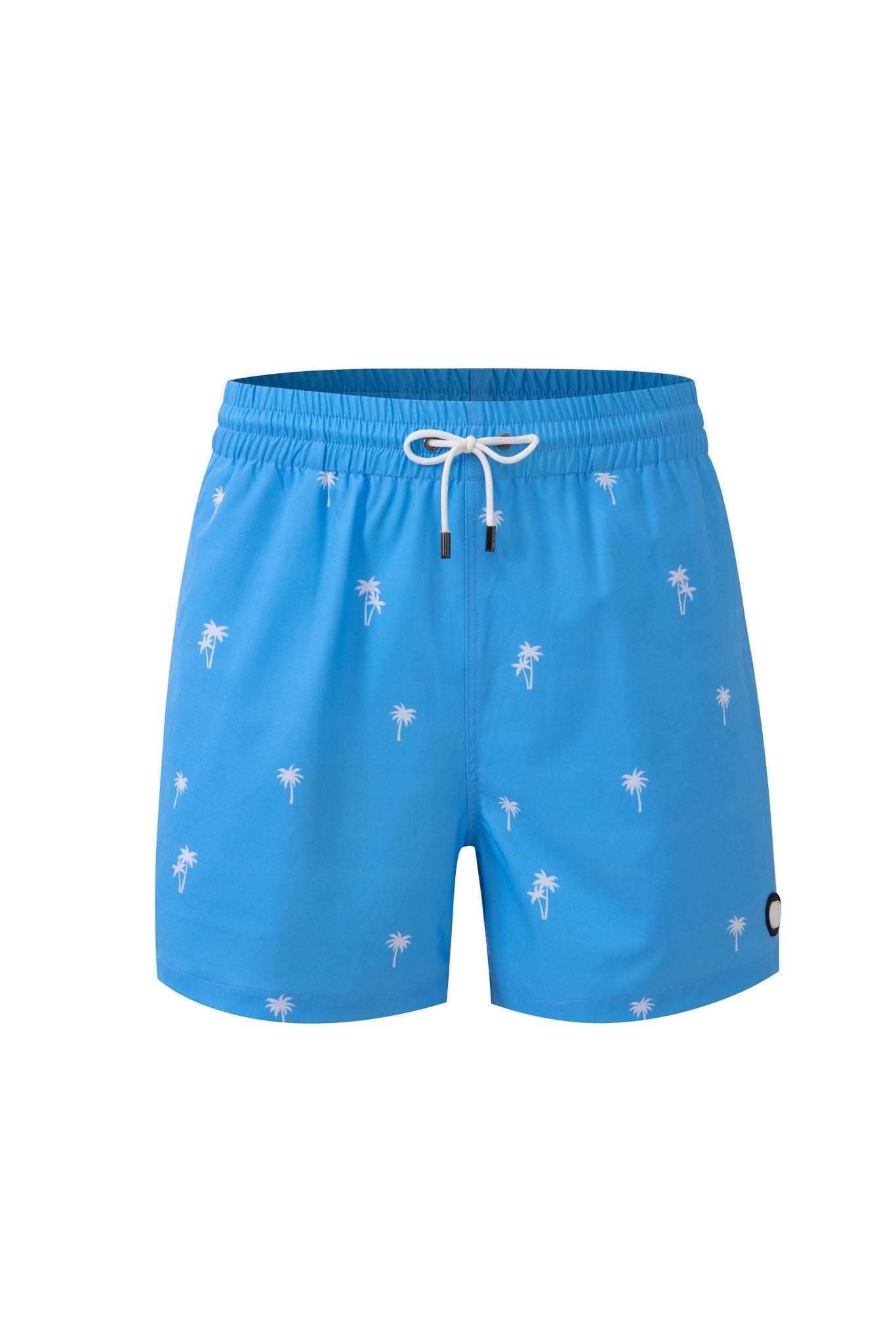 Swimming shorts-Palms-Baby-Blue × Towel Polo-White — Combo Look