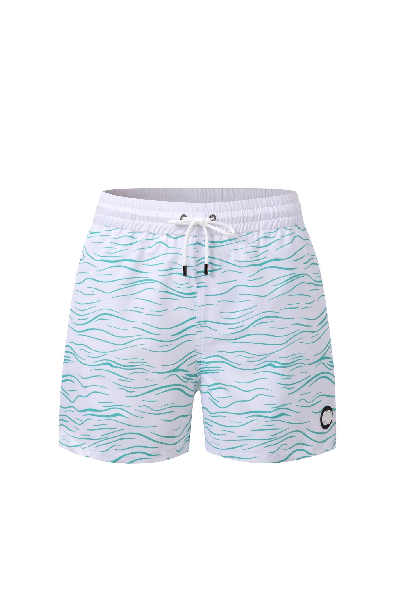 Swimming shorts-Waves-Green × Linen Long Sleeves-Lemon-Yellow — Combo Look