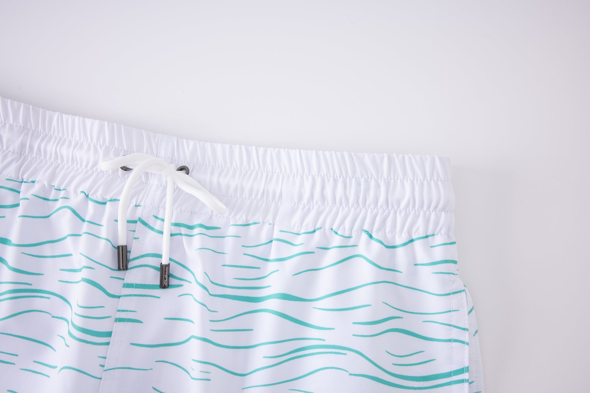 Swimming shorts-Waves-Green × Linen Long Sleeves-Lemon-Yellow — Combo Look