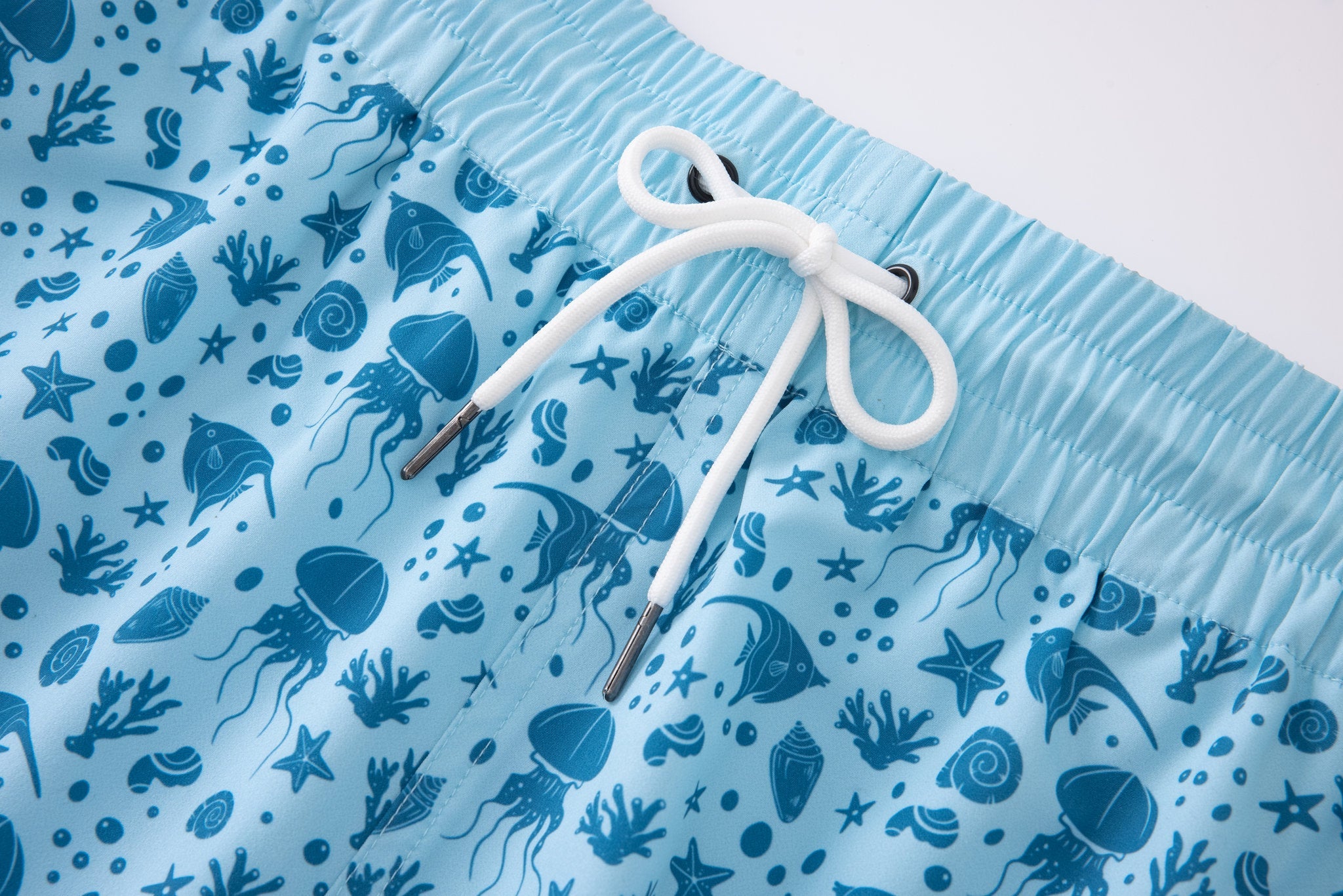 Creature Swim Shorts -Light-Blue × Towel Polo-White — Combo Look