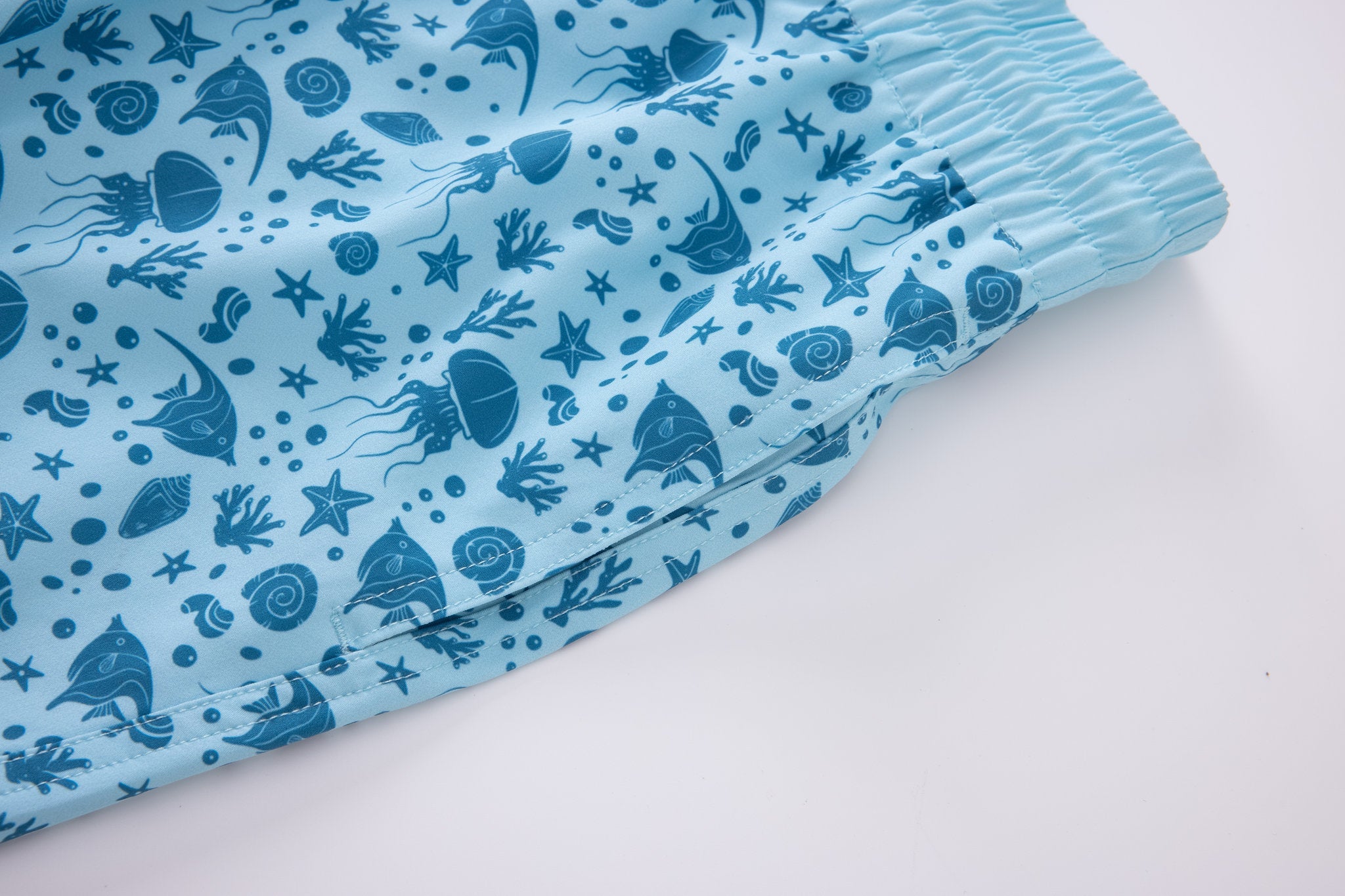 Creature Swim Shorts -Light-Blue × Towel Polo-White — Combo Look