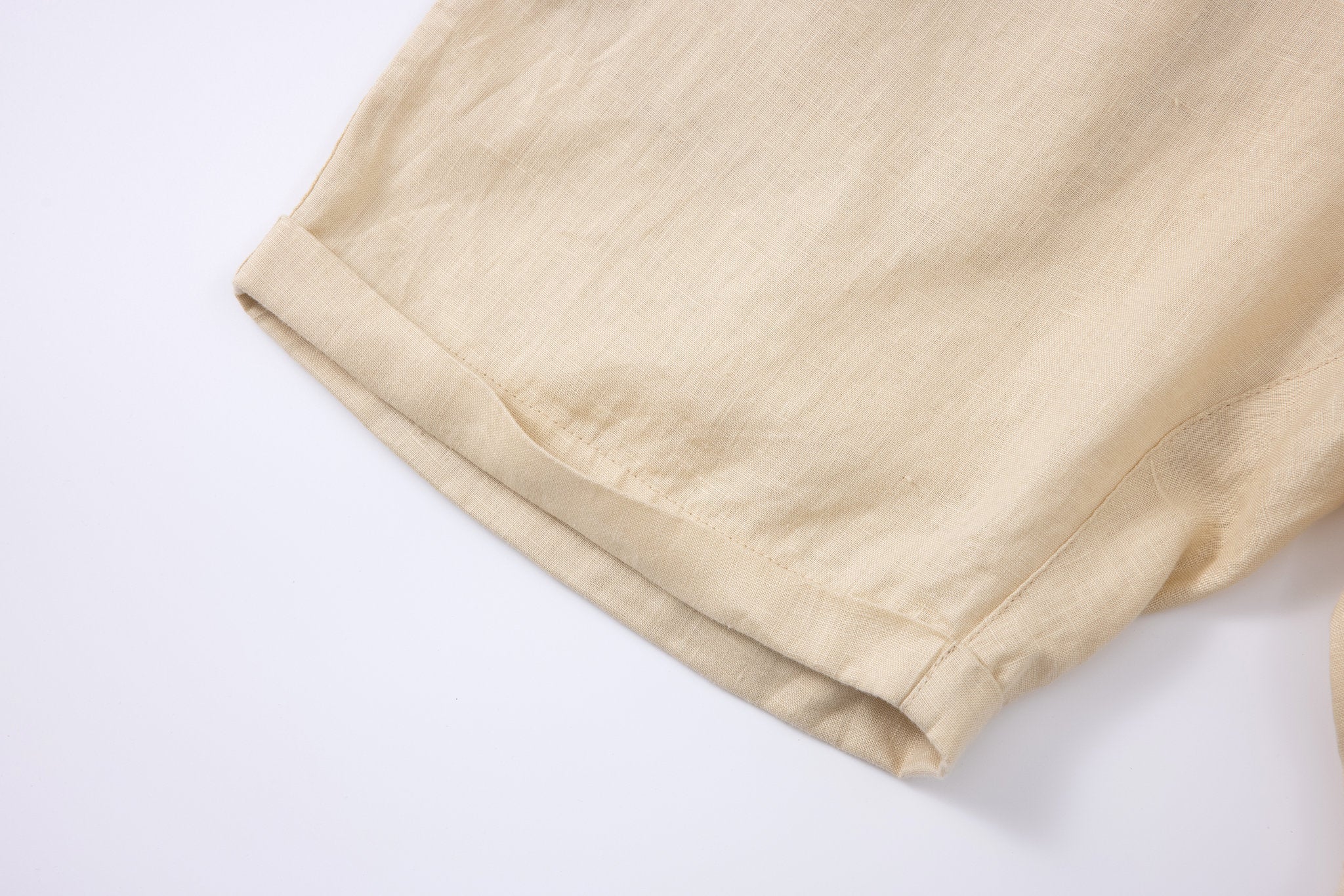 Linen Short-Beige × Linen Short Sleeves-White — Combo Look