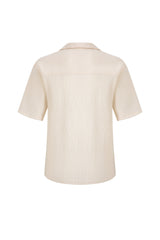 Textured T-shirt-Crème