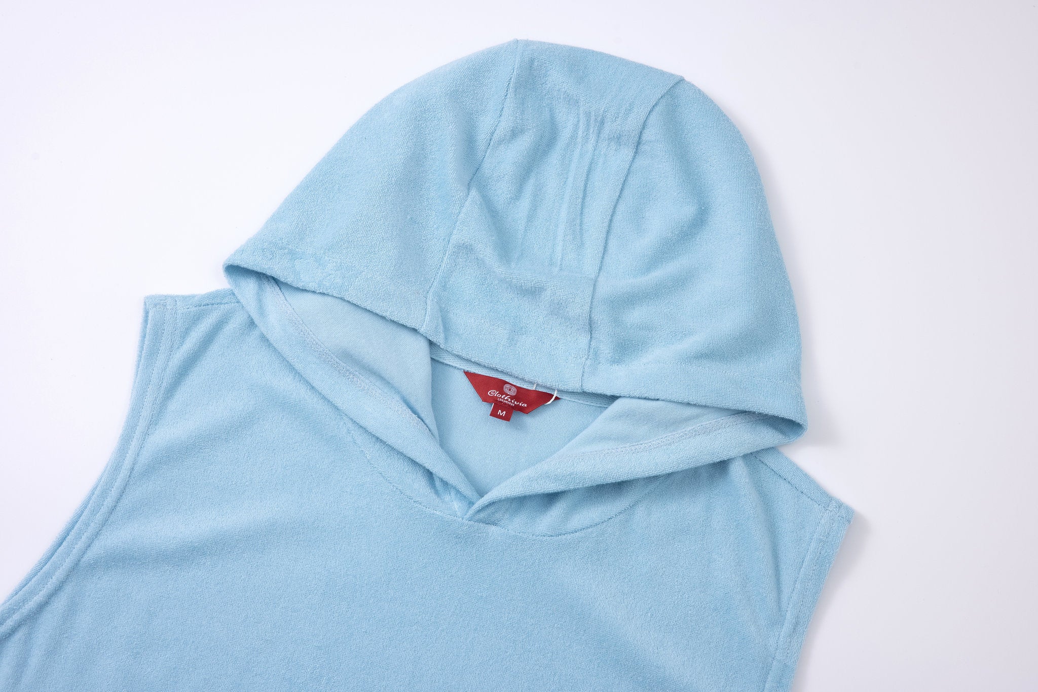 شورت سباحة - مخطط أخضر نعناعي × هودي تاول - أزرق فاتح — لوك كامل