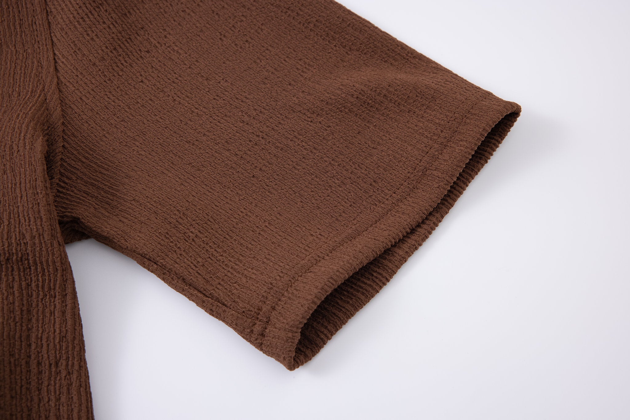 Textured T-shirt-Brown