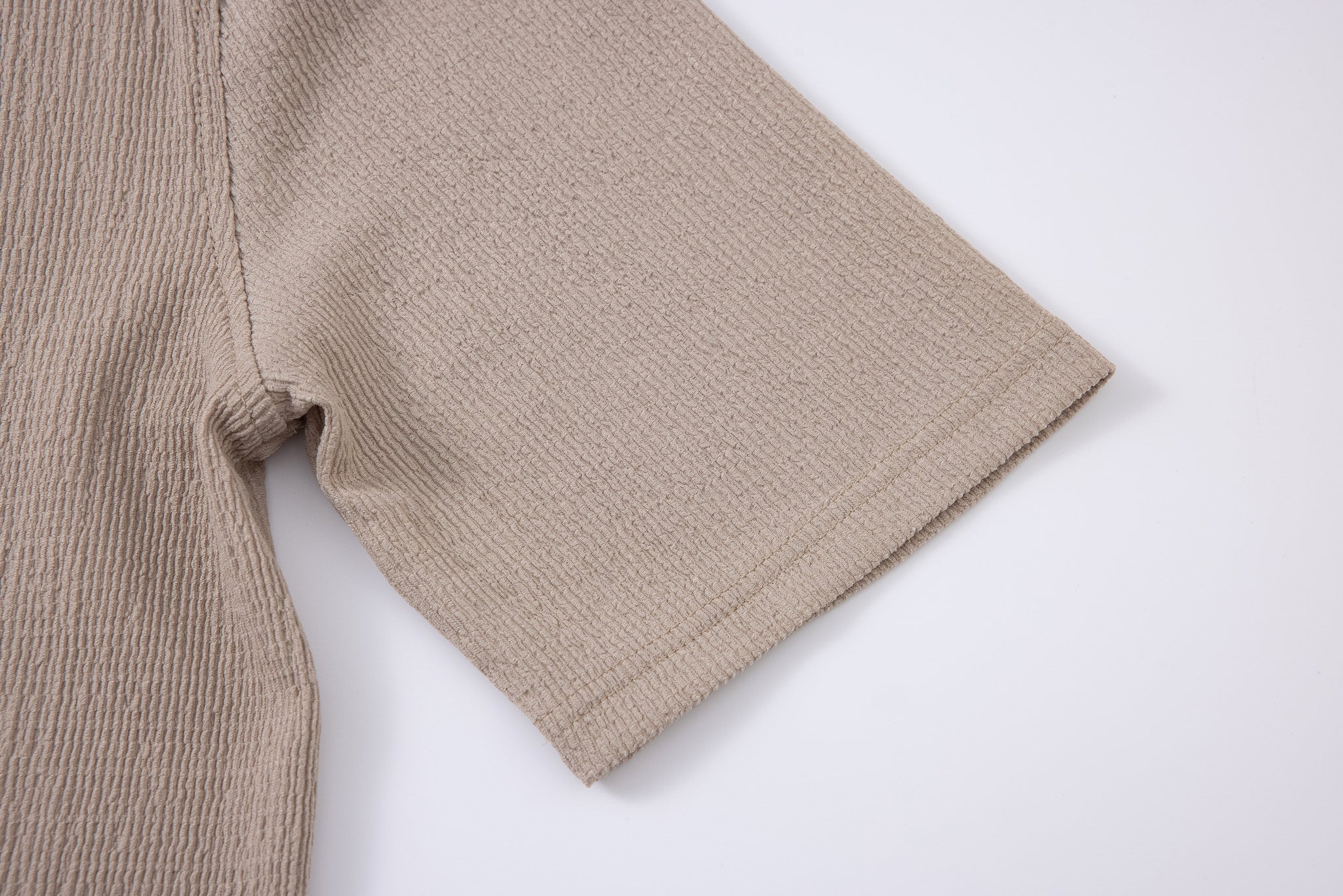 Textured T-shirt-Biege × Chino Short-Light-Grey — Combo Look