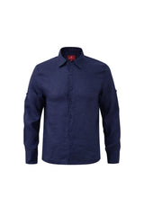 Linen Long Sleeves-Navy