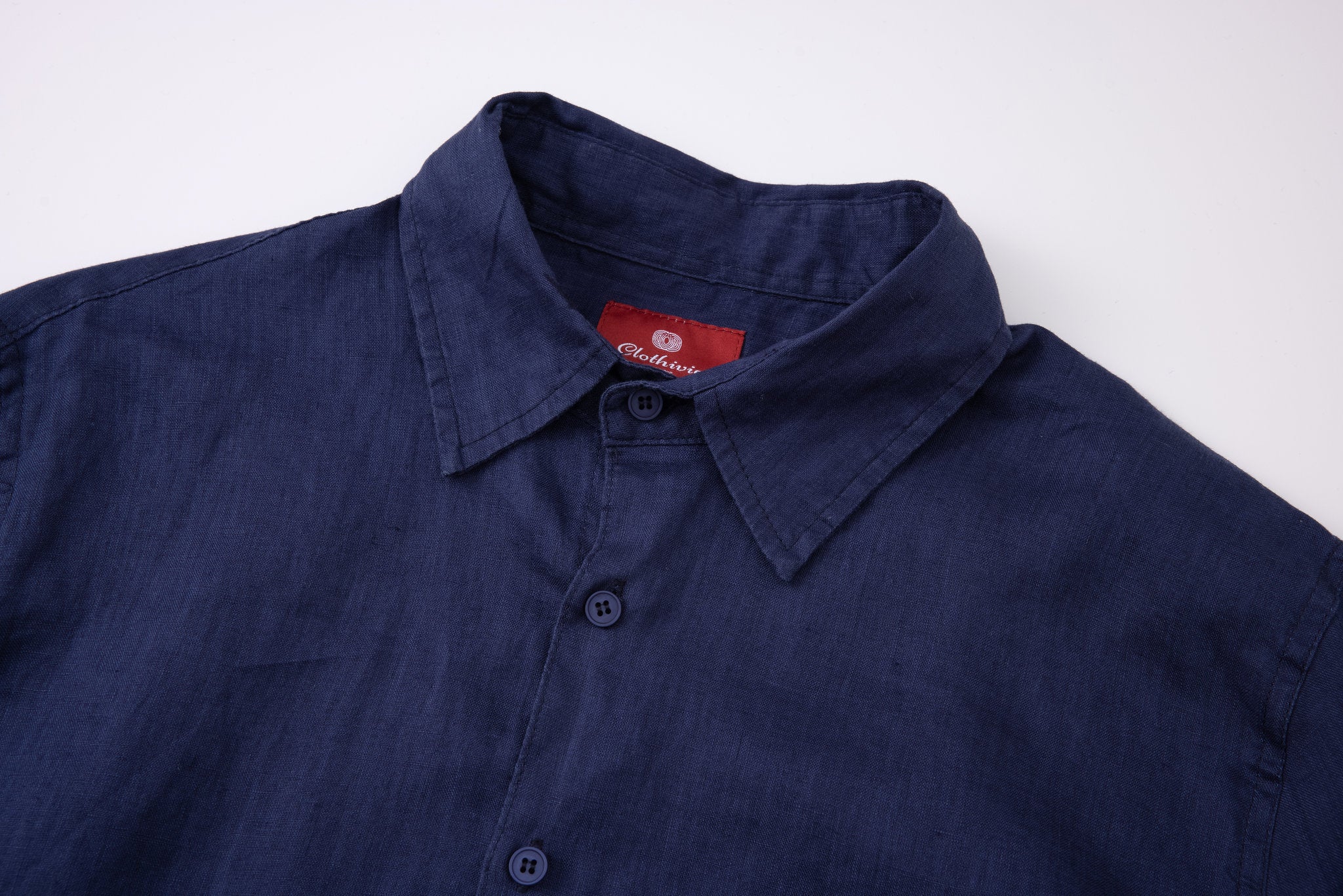 Linen Long Sleeves-Navy