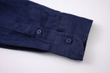 Linen Long Sleeves-Navy