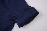 Linen Long Sleeves-Navy
