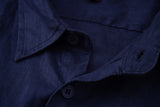 Linen Short Sleeves-Navy
