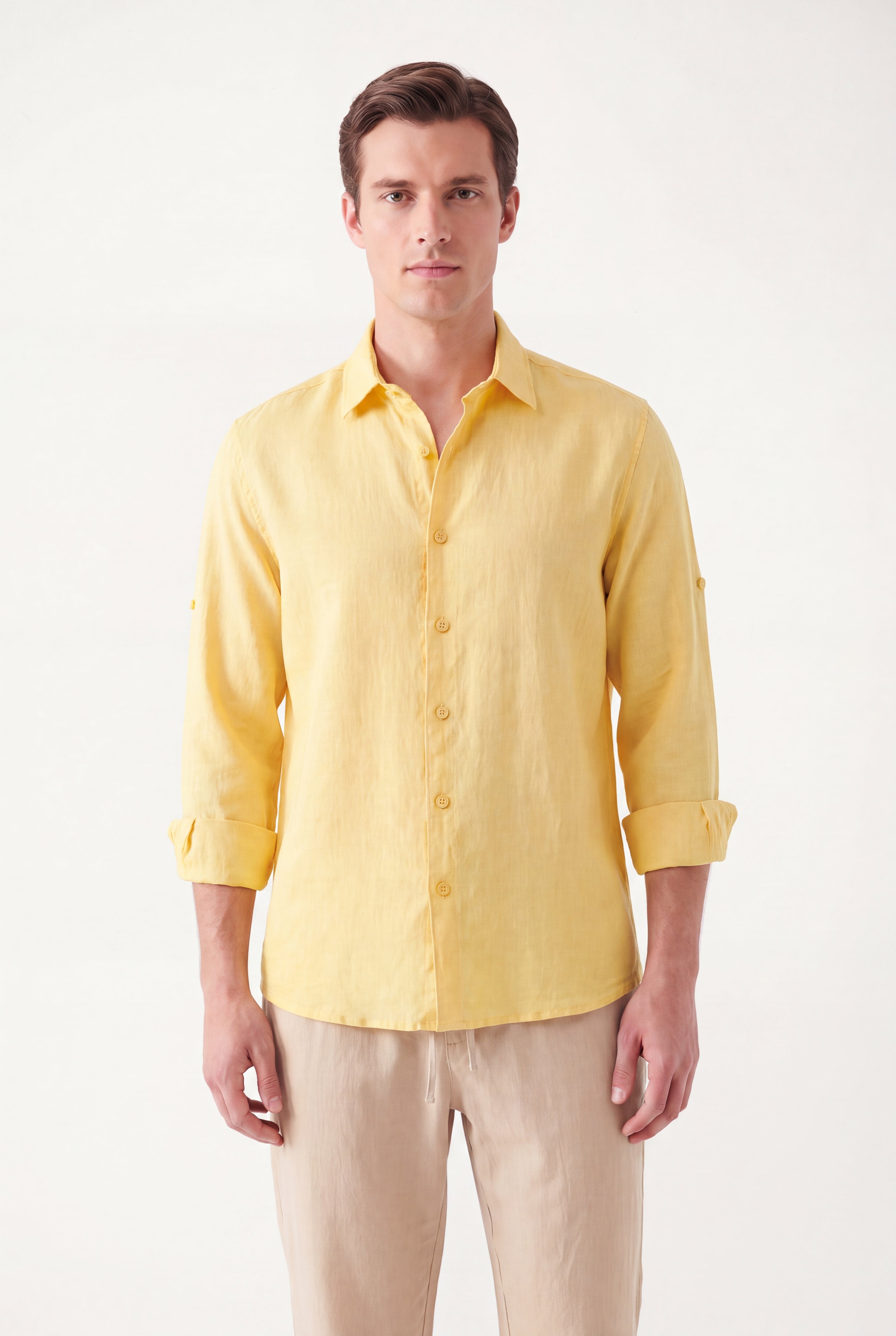 Linen Long Sleeve-Yellow