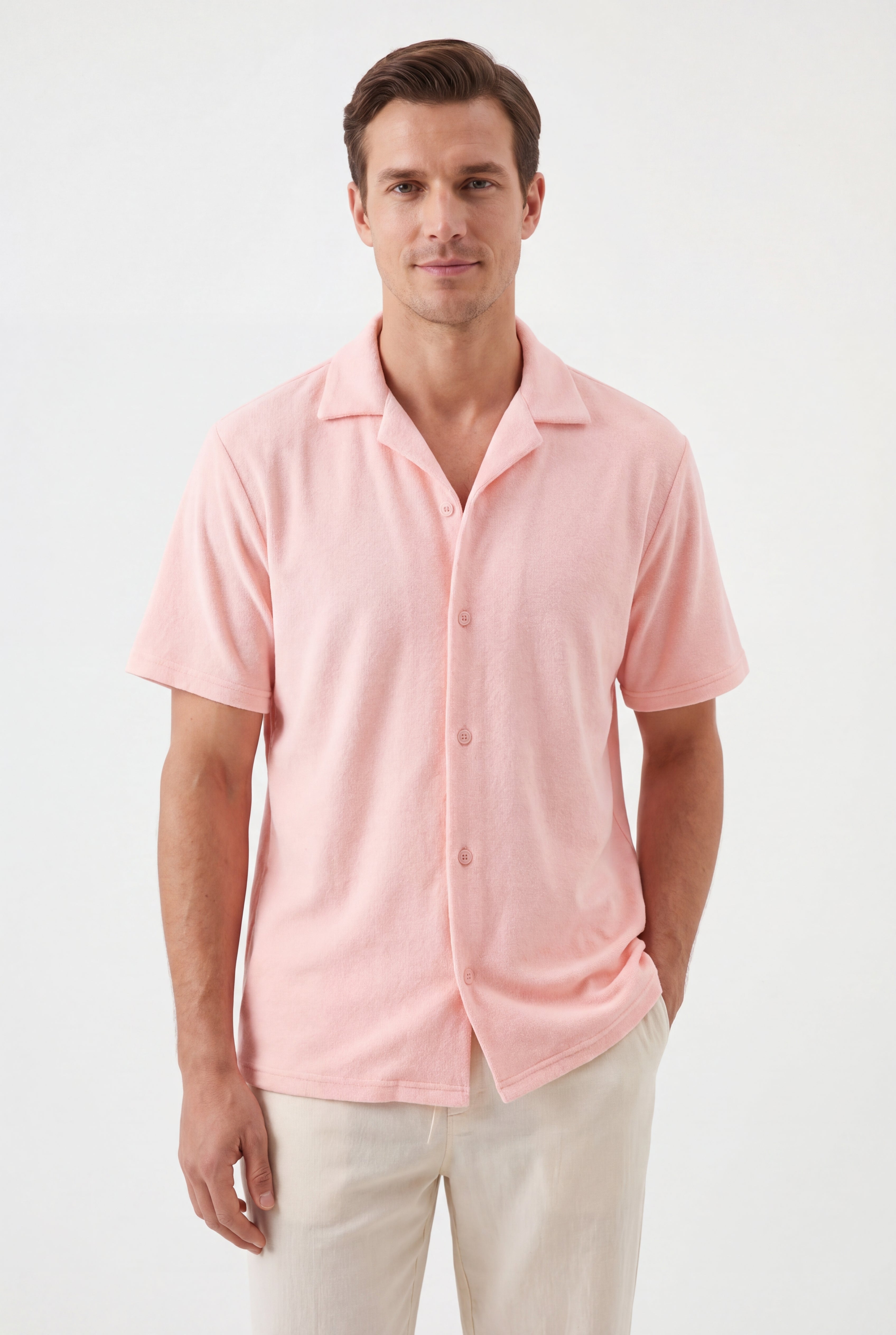 toweling howell -Pink × Linen Pants-Ivory — Combo Look