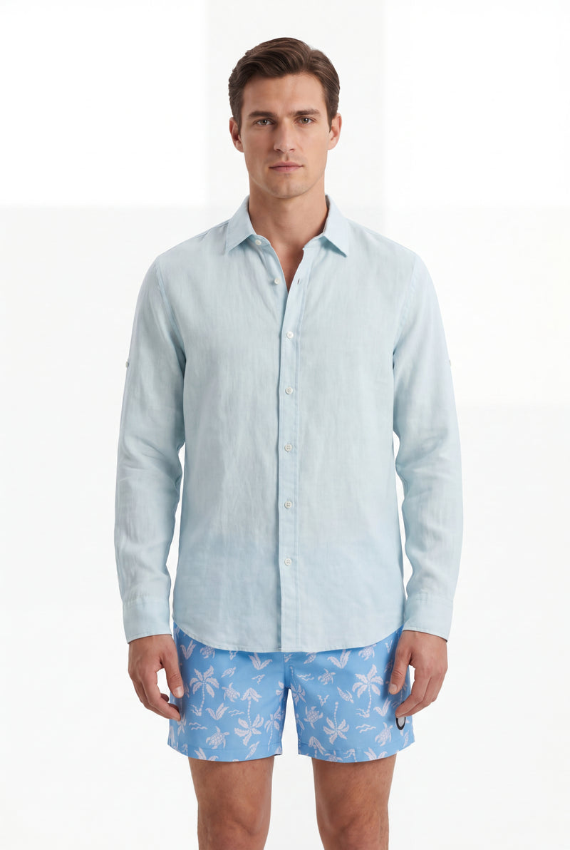 Aqua Palms Swim Shorts -Sky-Blue