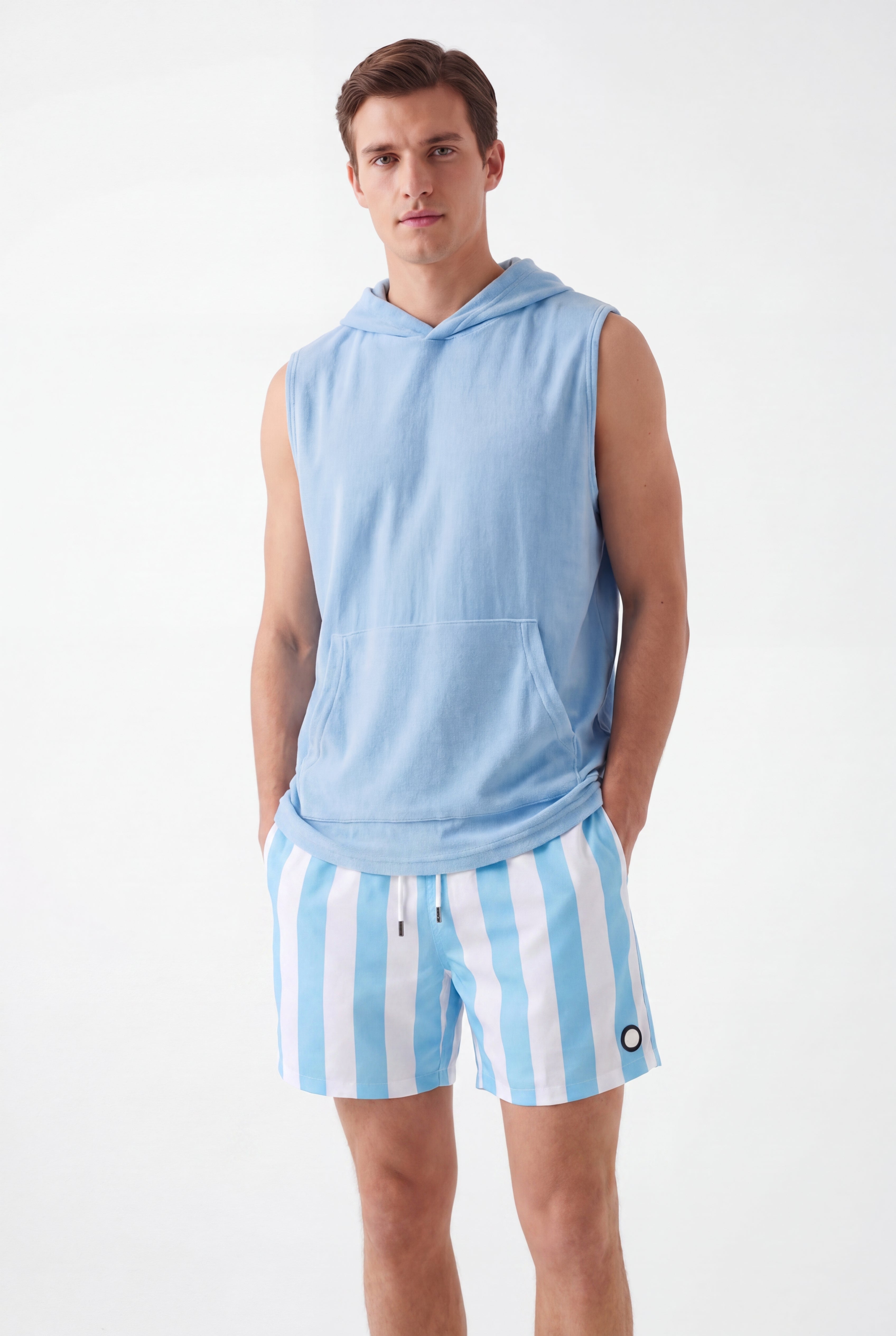 Swimming shorts-Stripe-Baby-Blue
