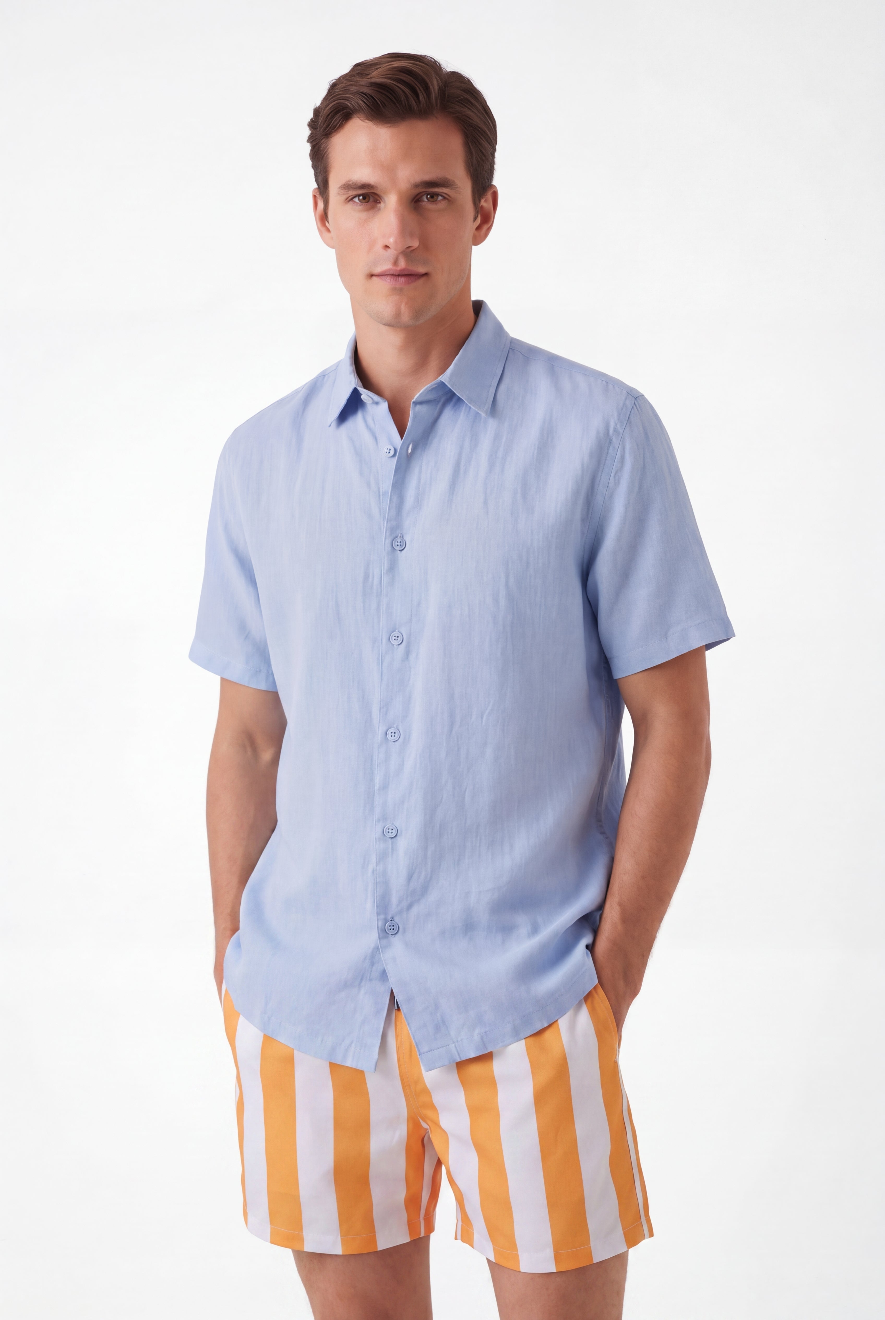 Swimming shorts-Stripe-Orange