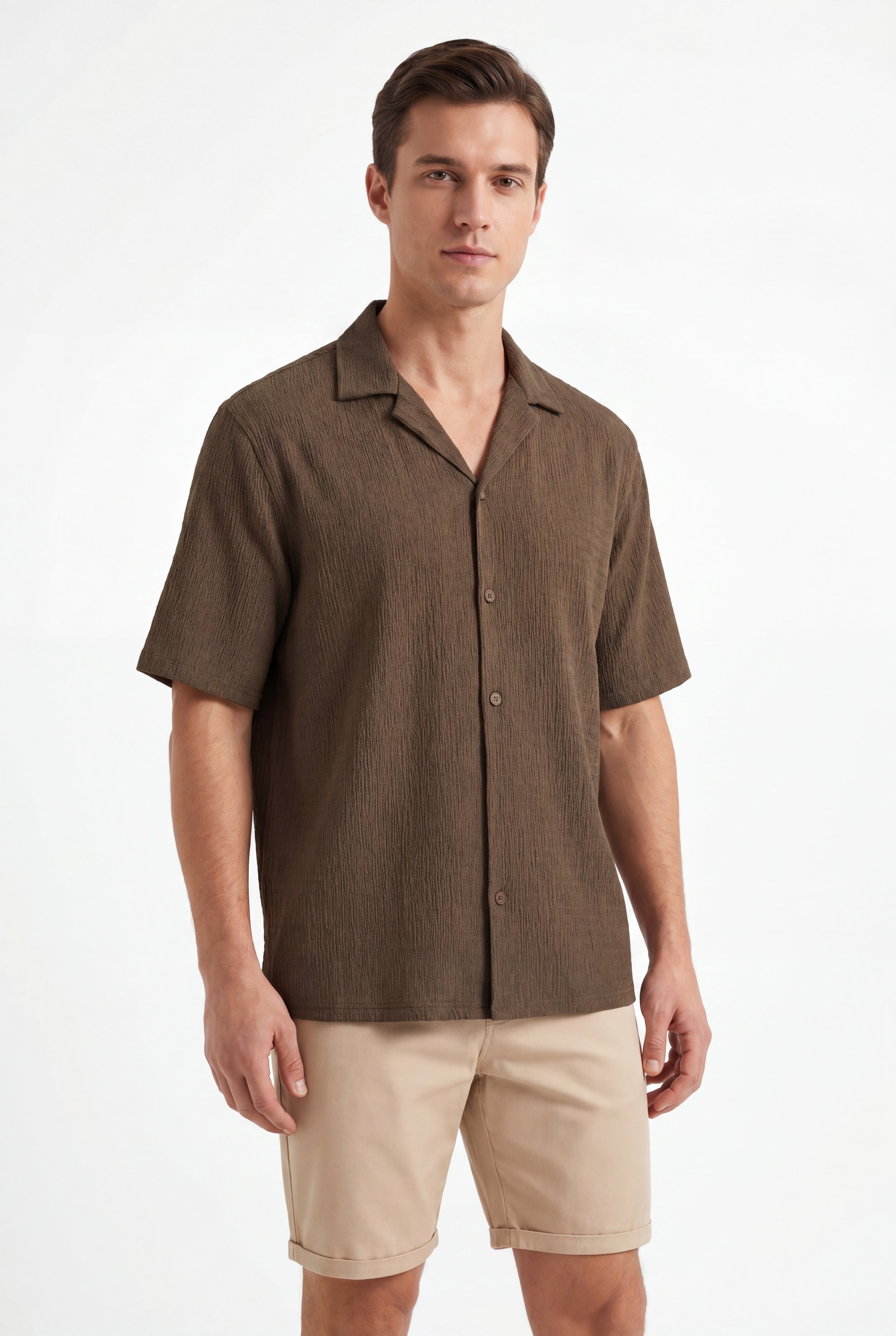 Textured T-shirt-Olive