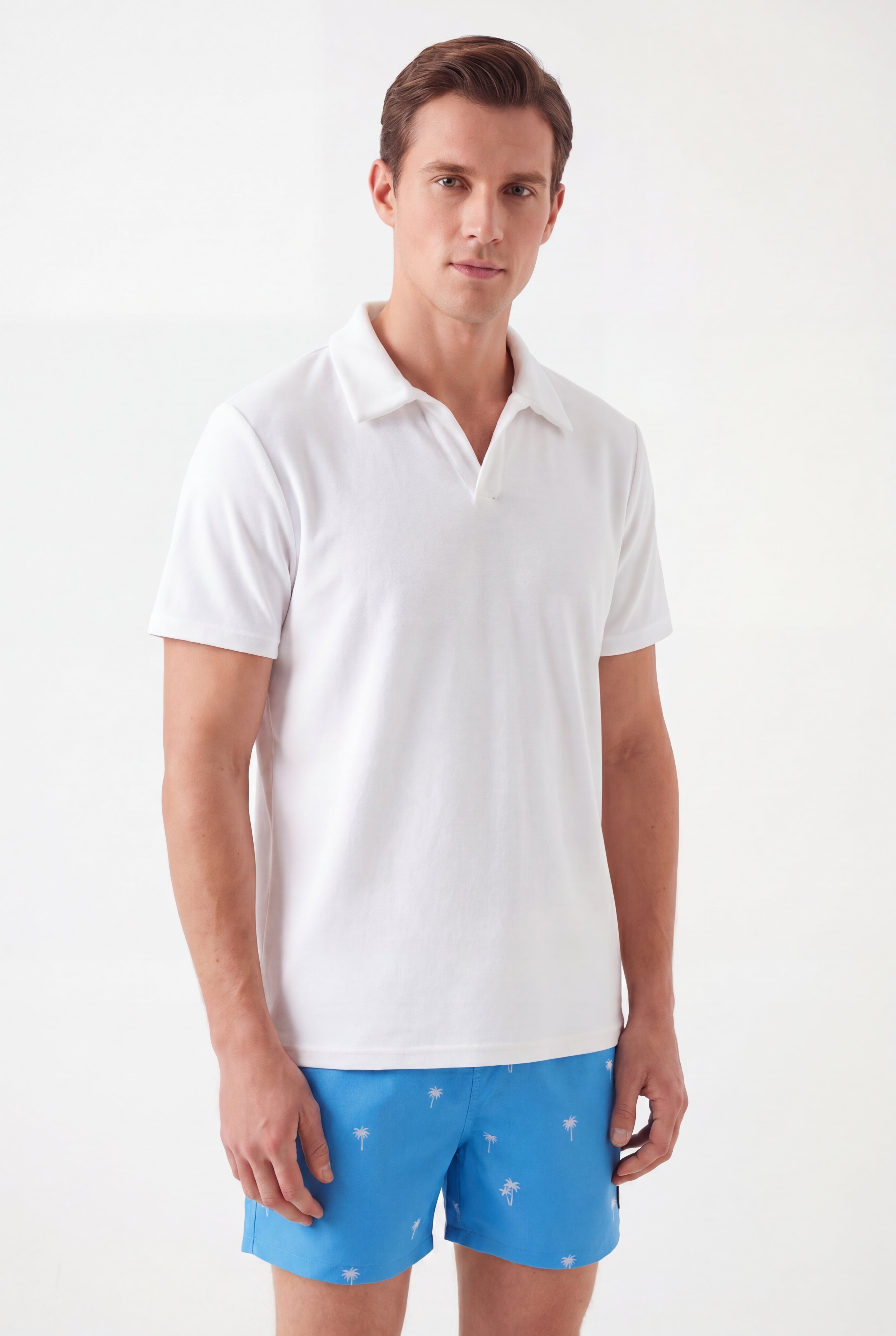 Swimming shorts-Palms-Baby-Blue