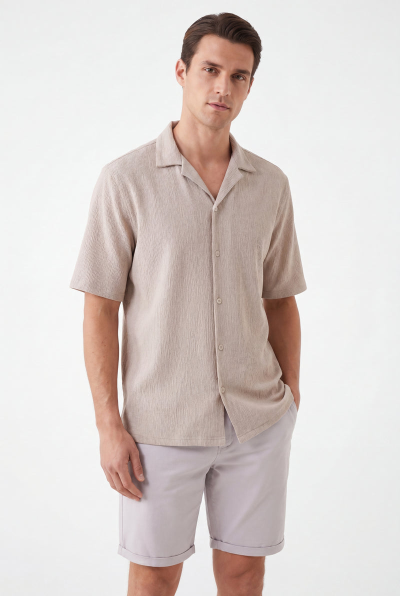 Textured T-shirt-Biege