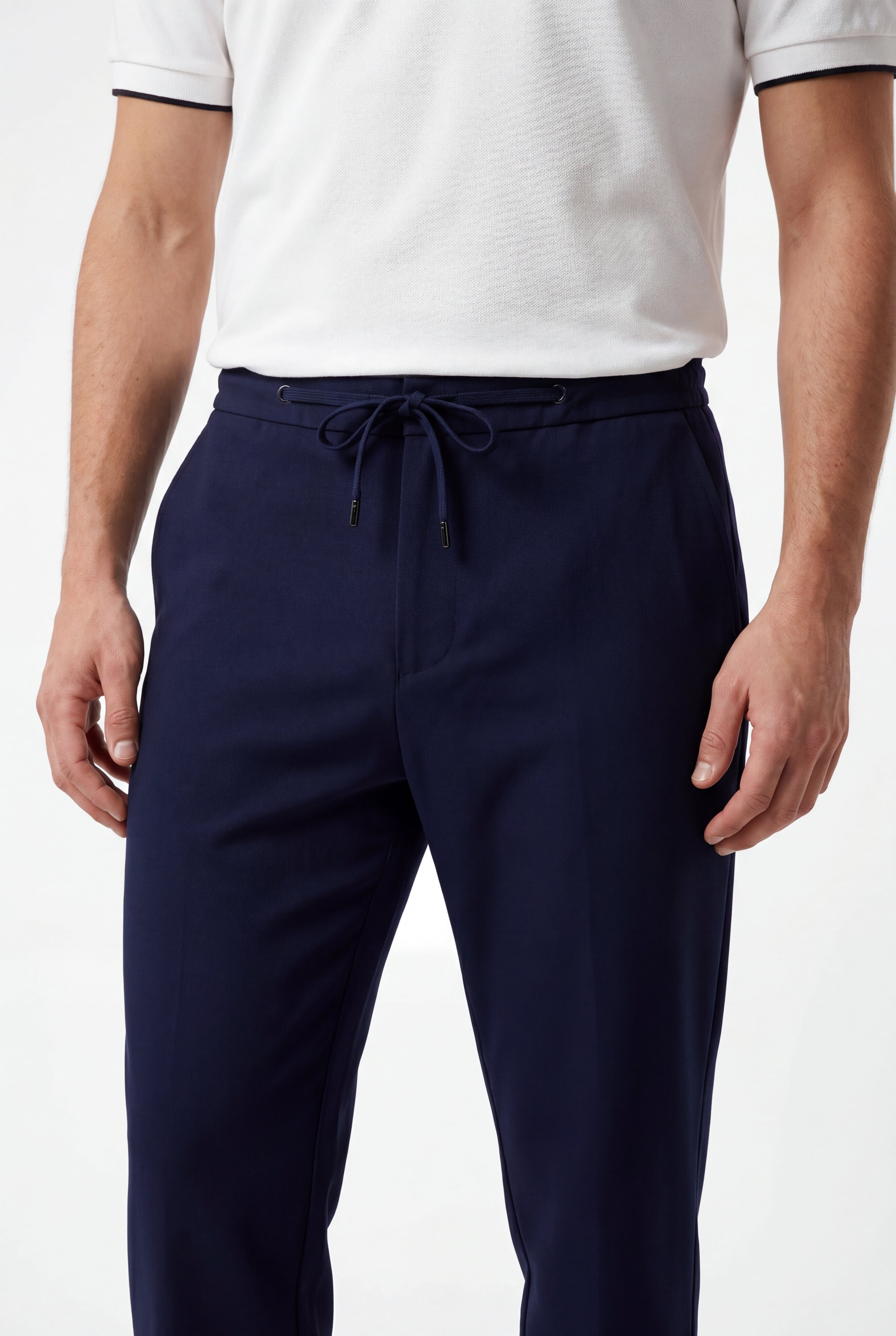 Soft weave nylon trouser indigo night