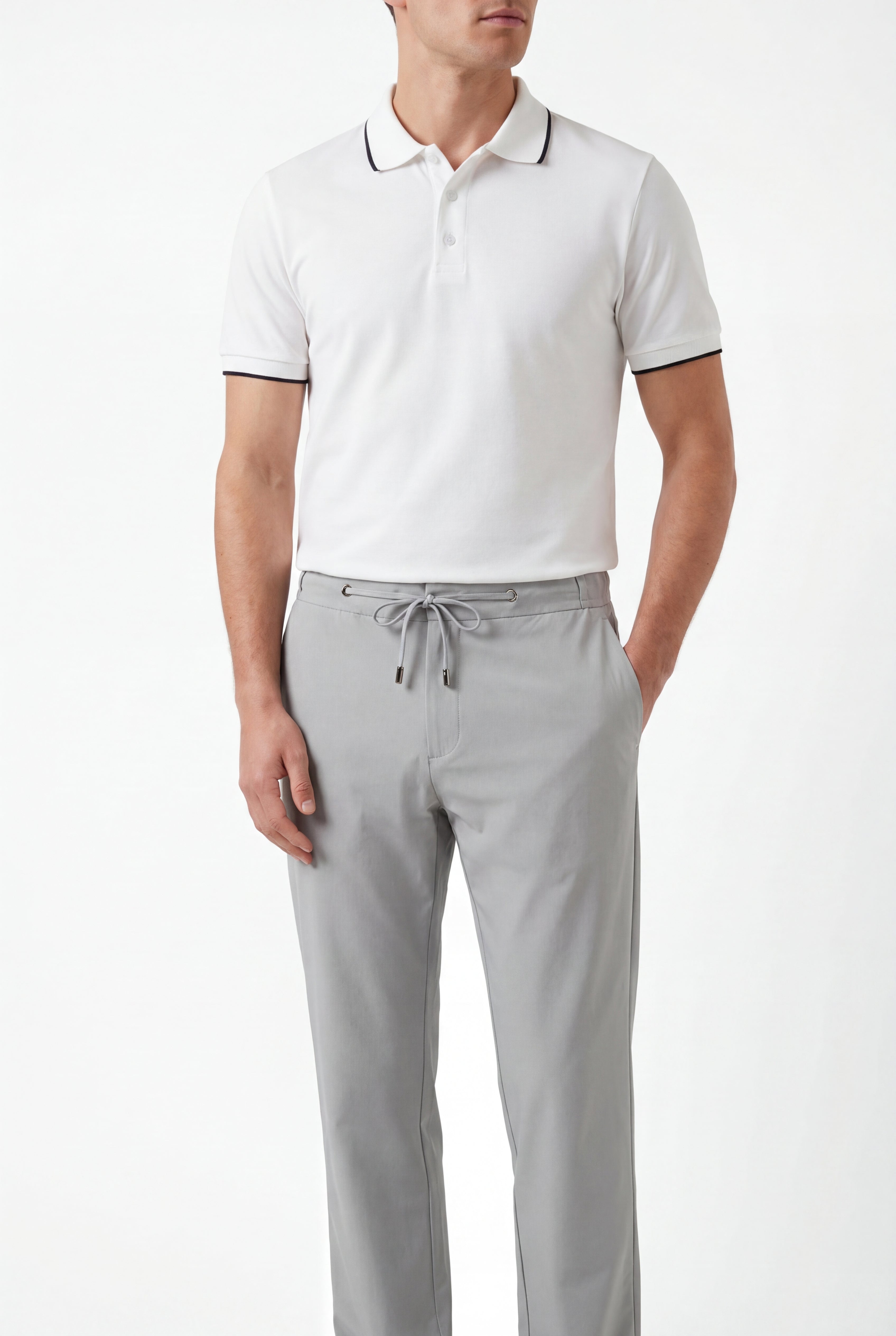 Soft weave nylon trouser mist grey